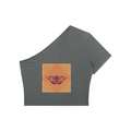 Women's Moth in Orange One-Shoulder Crop T-Shirt