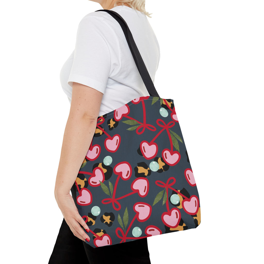 Cherry Leopard Original Art Tote Bag (See Matching Hat)