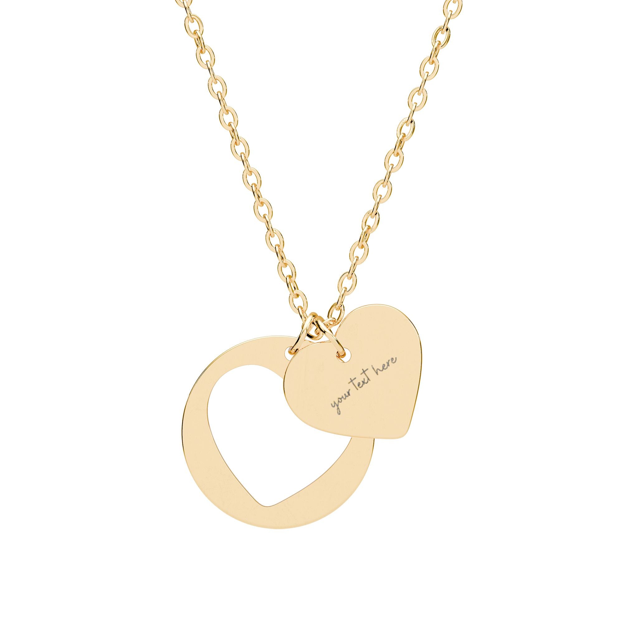 Customized Engraved 2 Piece Heart Charm Cutout Necklace