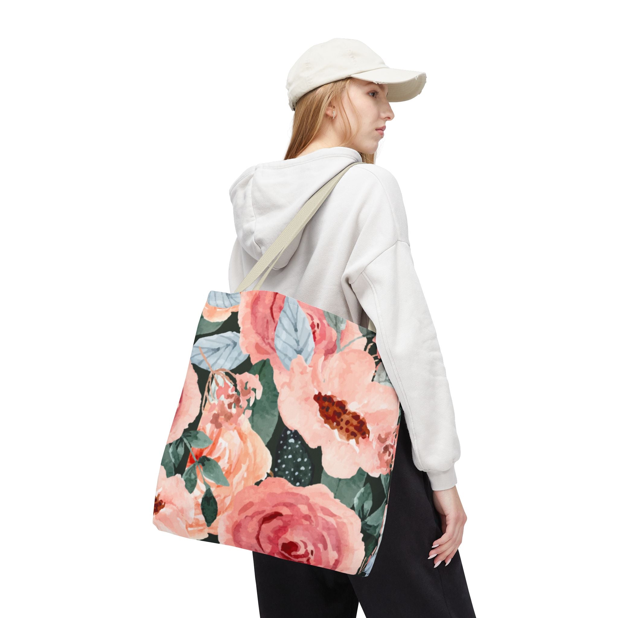 Classically Beautiful Spring Floral Original Artwork Tote Bag (See Matching Hat)