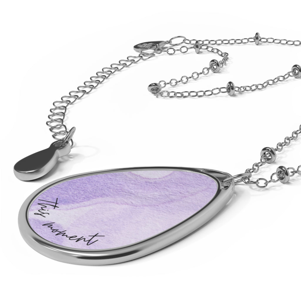 Mindful Mantra Oval Necklace — Inspirational Pendant for Meditation