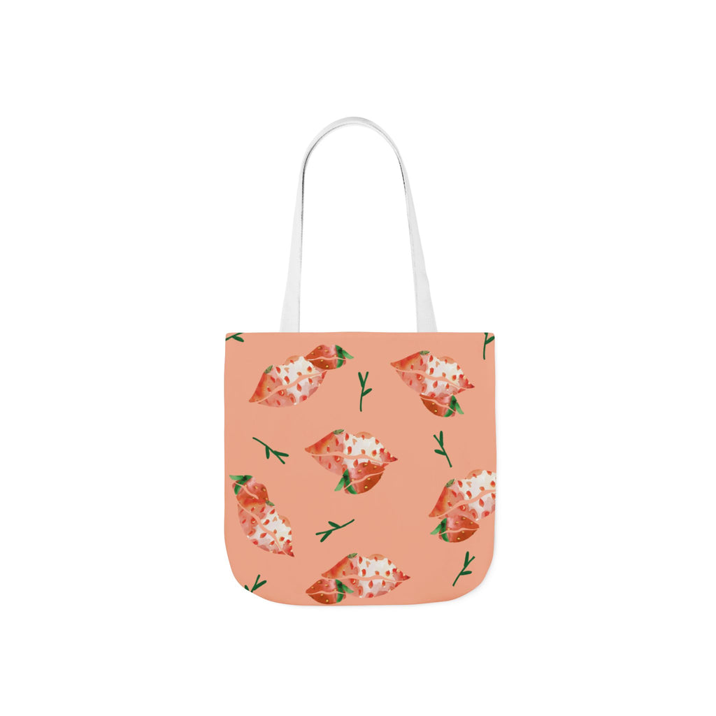 Fun Summer Strawberry Lips Canvas Tote Bag (See Matching Hat)