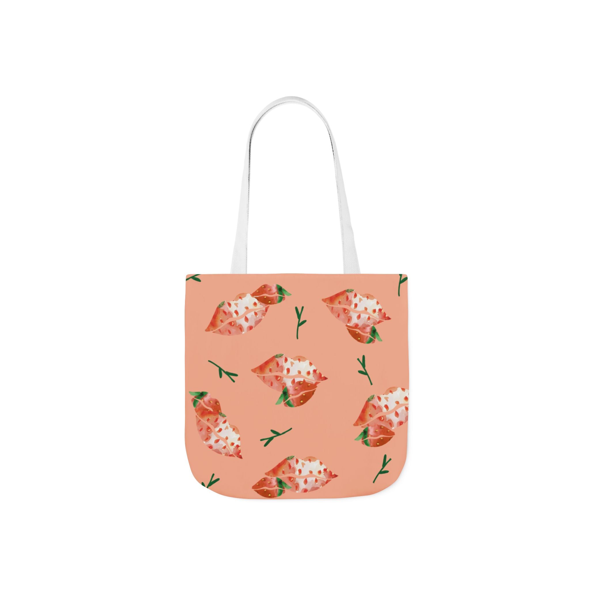 Fun Summer Strawberry Lips Canvas Tote Bag (See Matching Hat)