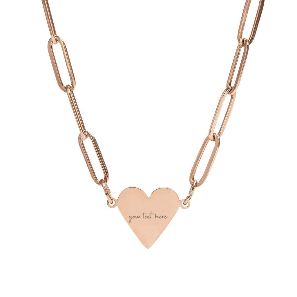 Customized Engraved Paperclip Heart Pendant Necklace (See matching bracelet)