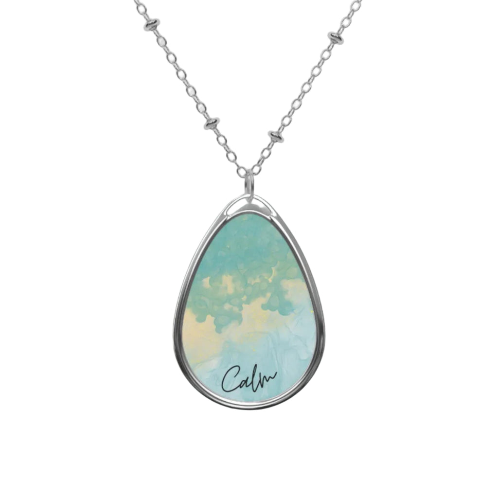 Mindful Mantra Oval Necklace — Inspirational Pendant for Meditation & Everyday Calm