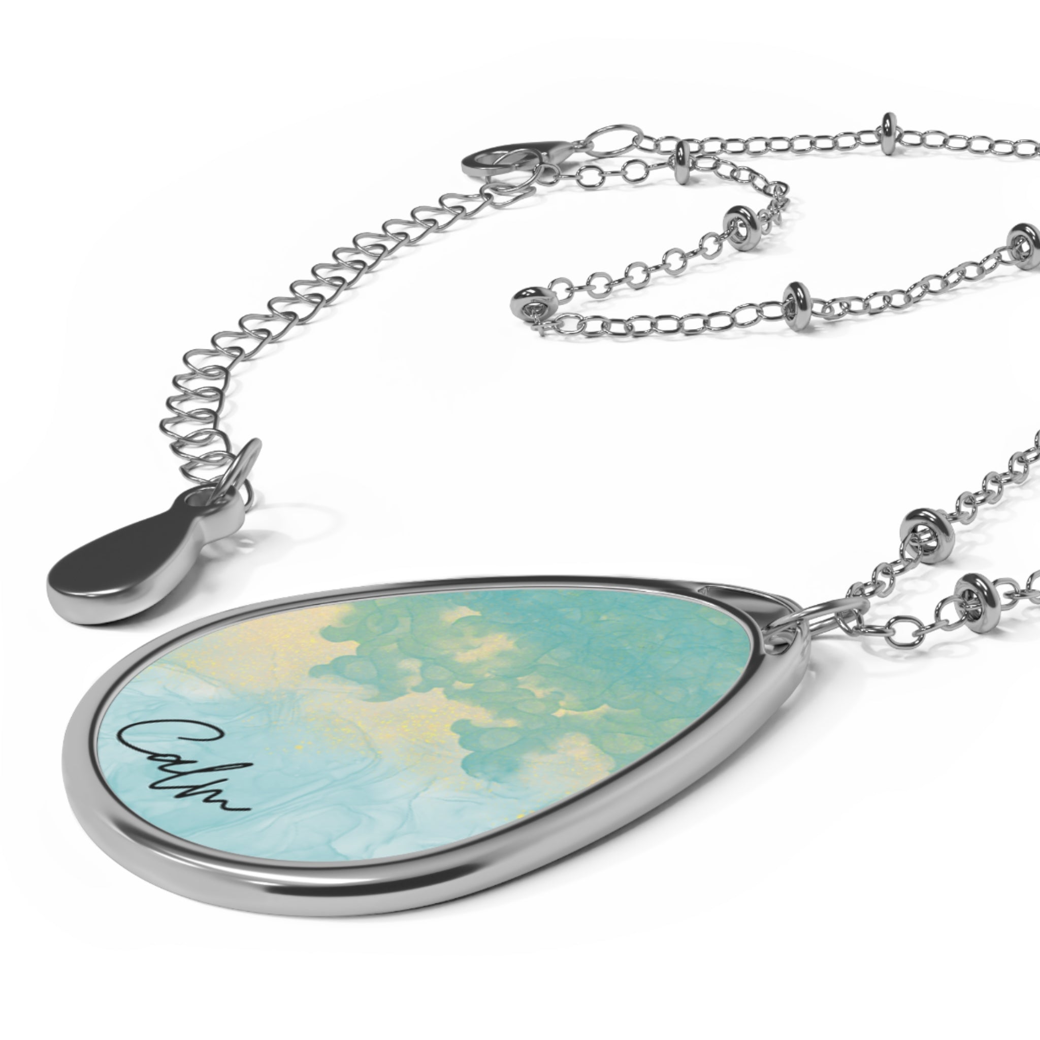 Mindful Mantra Oval Necklace — Inspirational Pendant for Meditation & Everyday Calm