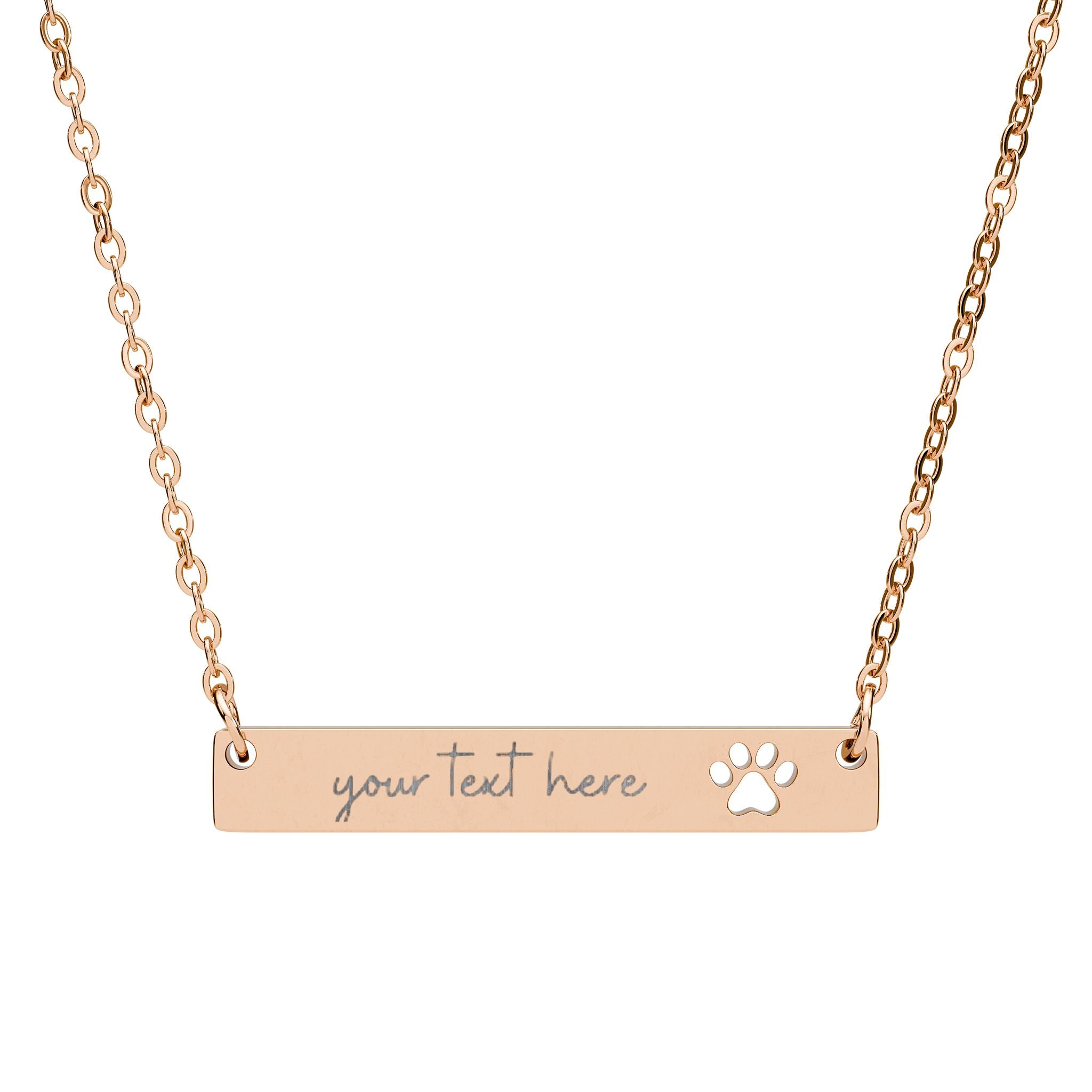 Customized Engraved Pet Paw Pendant Bar Necklace