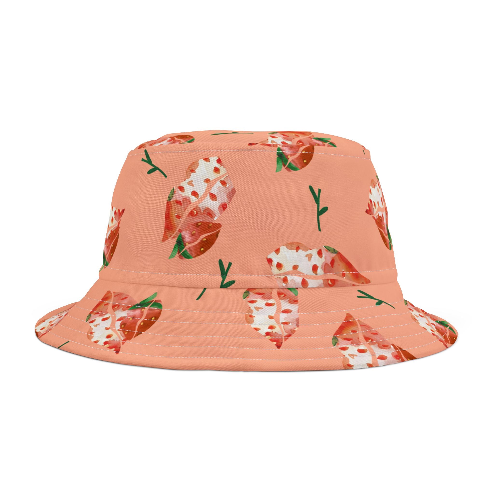 Fun Original Art Strawberry Lips Summer Bucket Hat (See Matching Bag)