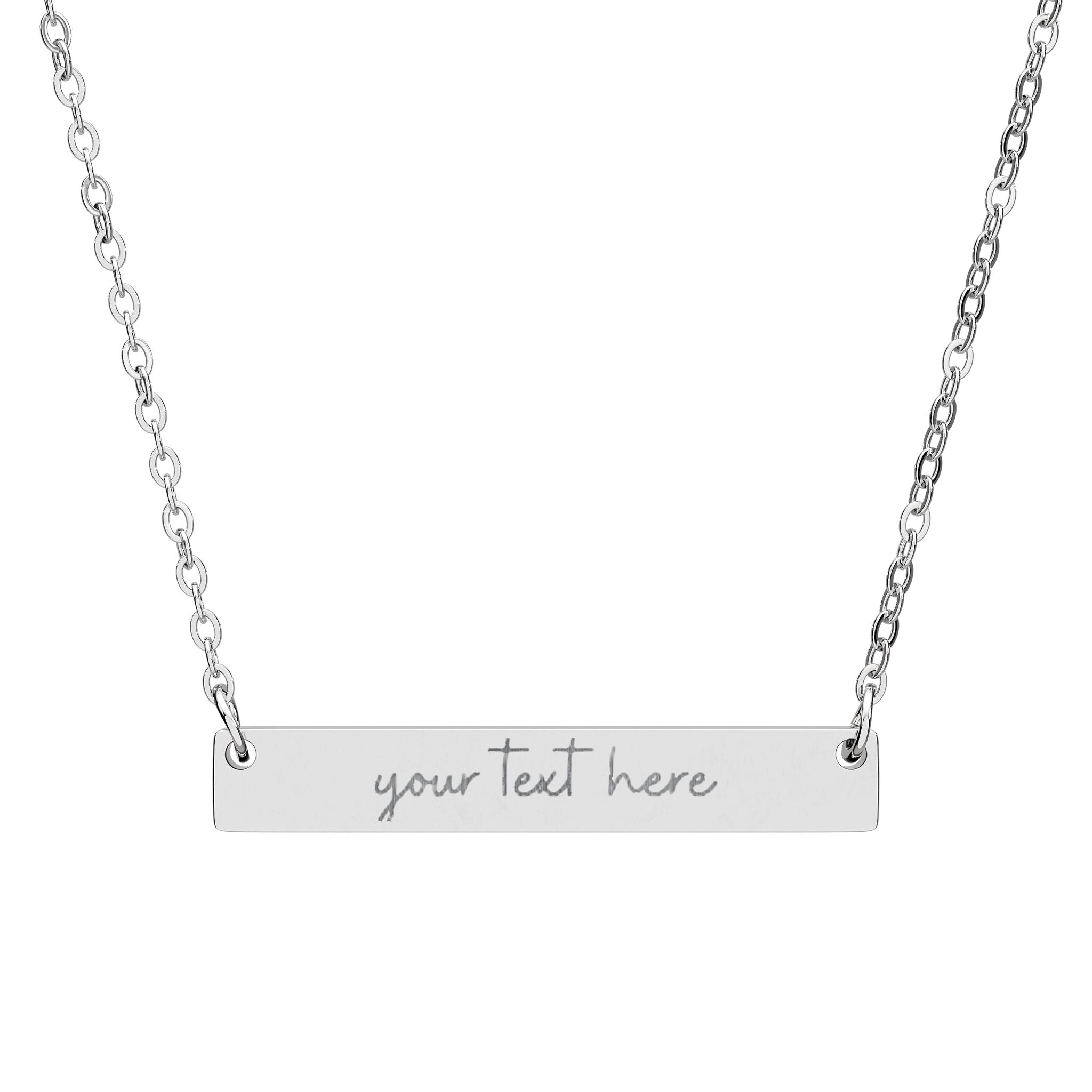 Personalized Engraved Horizontal Pendant Bar Necklace