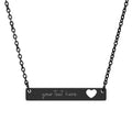 Customized Engraved Horizontal Pendant Cutout Heart Bar Necklace