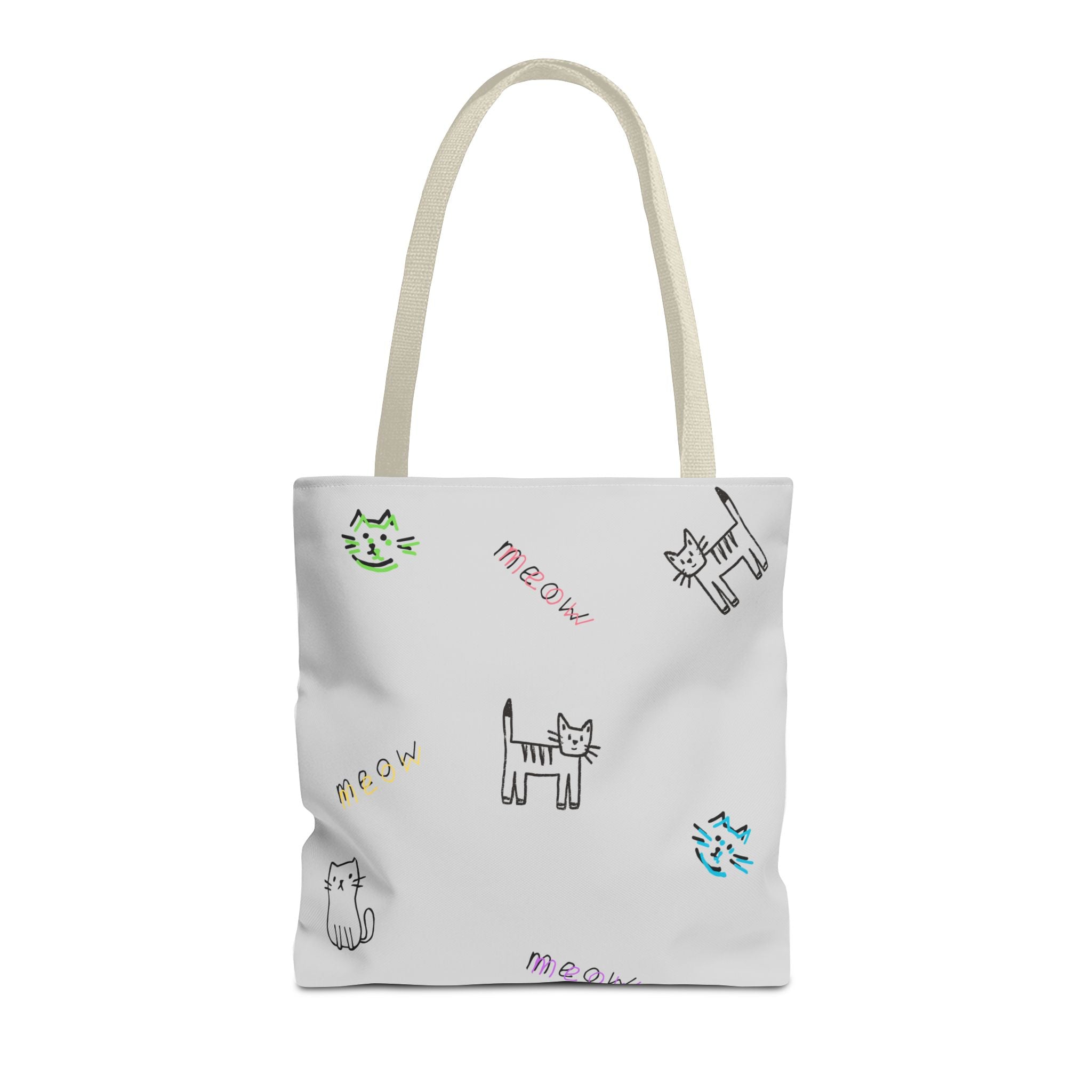 Cute "Meow" Cat Doodle Tote Bag for Cat Mom's and Pet Lovers