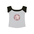 Women's Star on Houndstooth Color Block Raglan Baby T-Shirt