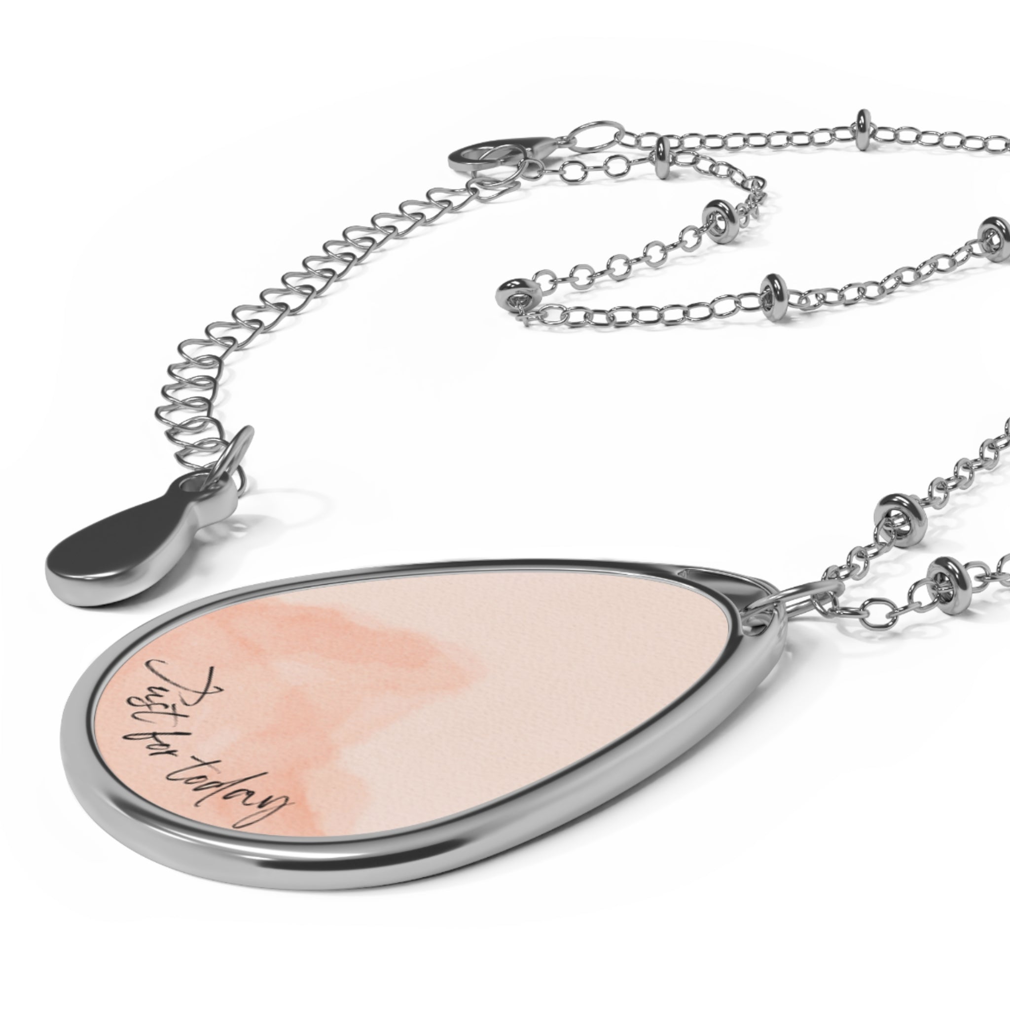 Mindful Mantra Oval Necklace — Inspirational Pendant for Meditation & Being Present