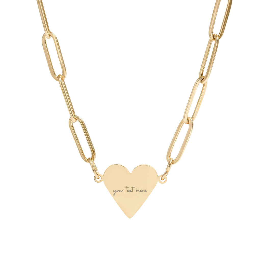 Customized Engraved Paperclip Heart Pendant Necklace (See matching bracelet)