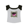 Women's Punk Heart on Checker Color Block Raglan Baby T-Shirt