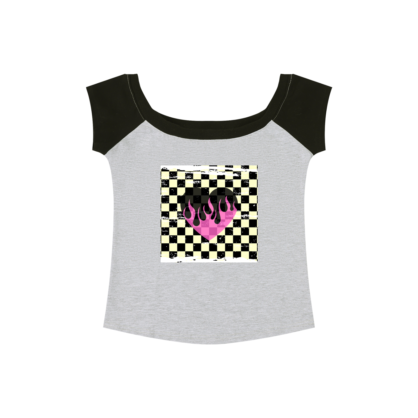 Women's Punk Heart on Checker Color Block Raglan Baby T-Shirt