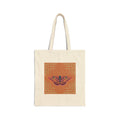 Cotton Canvas Tote Bag — Vintage Moth Graphic on Rust Geometric Square