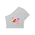 Women's "Just A Girl" One-Shoulder Crop T-Shirt