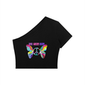 Women's "Girl Tribe Vibe" One-Shoulder Crop T-Shirt
