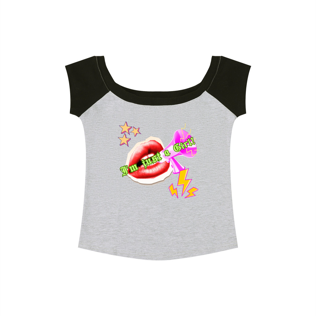 Women's "Just A Girl"  Color Block Raglan Baby T-Shirt