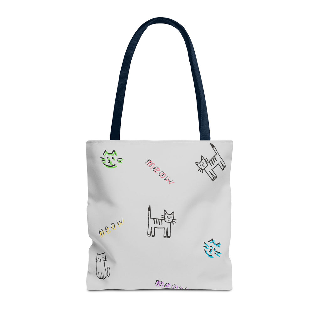 Cute "Meow" Cat Doodle Tote Bag for Cat Mom's and Pet Lovers