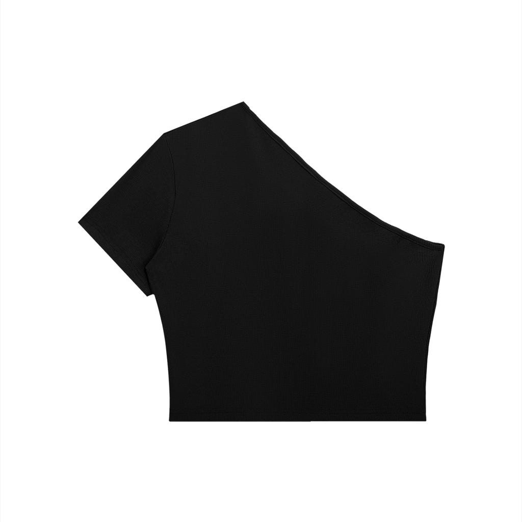 Women's Punk Heart on Checker One-Shoulder Crop T-Shirt