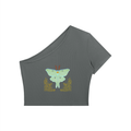 Women's Mindful Moth One-Shoulder Crop T-Shirt
