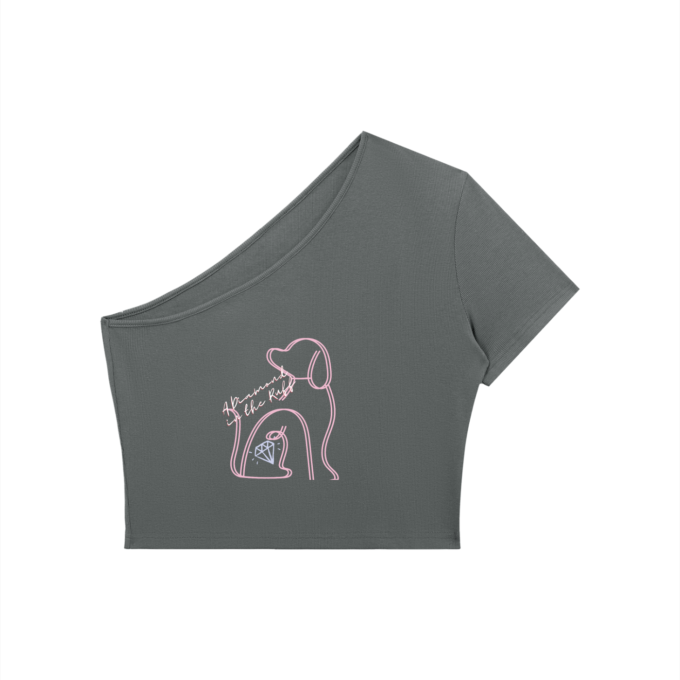 Women's  "In The Ruff" One-Shoulder Crop T-Shirt