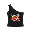 Women's 'I'm Just A Girl" Rocker One-Shoulder Crop Tank