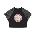 Women’s Star on Houndstooth Camo Raglan Crop T-Shirt