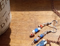 Tila and Metallic Beaded Drop Earrings (blue/white)