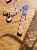 Resin & Walnut Pendant Charm Necklace 19"(purple)